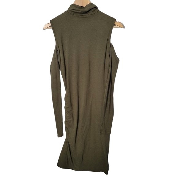 Pam and Gela Olive Green Cold Shoulder Turtleneck Dress - Picture 4 of 11